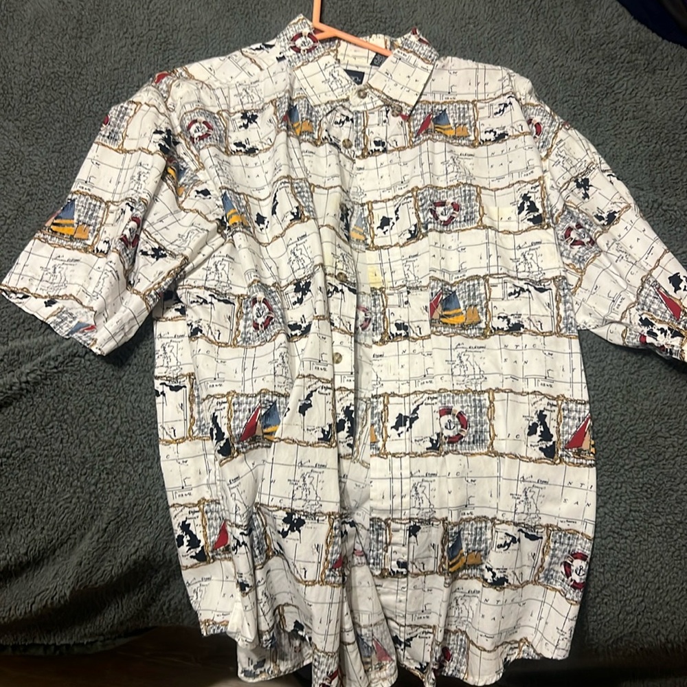 Nautical button down short sleeve shirt